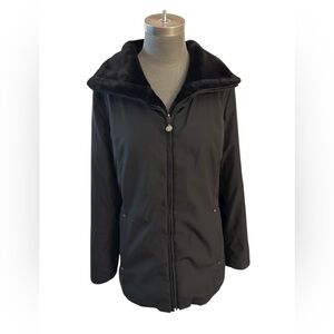 Calvin Klein Reversible Faux Fur Black Jacket Size Small